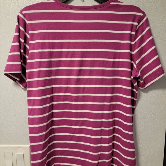 ❤️Coral Bay Raspberry Pink Stripe Short Sleeve Petite Large Tee Tunic Top NWT - Picture 5 of 10
